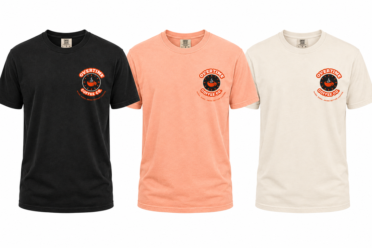 Overtime Coffee Comfort Colors Short Sleeve Tshirt