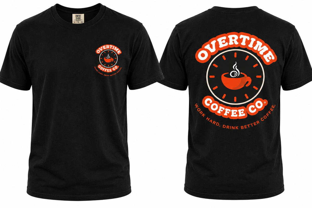 Overtime Coffee Comfort Colors Short Sleeve Tshirt