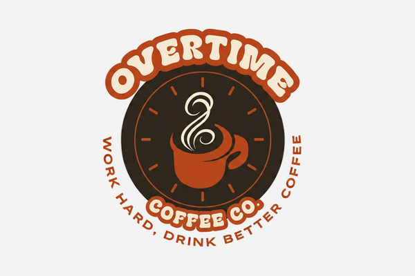 Overtime Coffee Co. Logo - Matte Black Clock Face